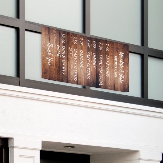 Banderoles Bois de grange foncé rustique Horaire du programme (Bâtiment extérieur)