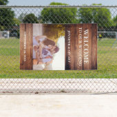 Banderoles Bois de grange foncé rustique mariage photo de bie (En situation)