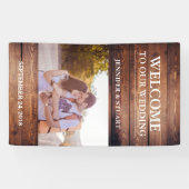 Banderoles Bois de grange foncé rustique mariage photo de bie (Horizontal)