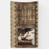 Banderoles Bois rustique avec dentelle photo Graduation (Vertical)