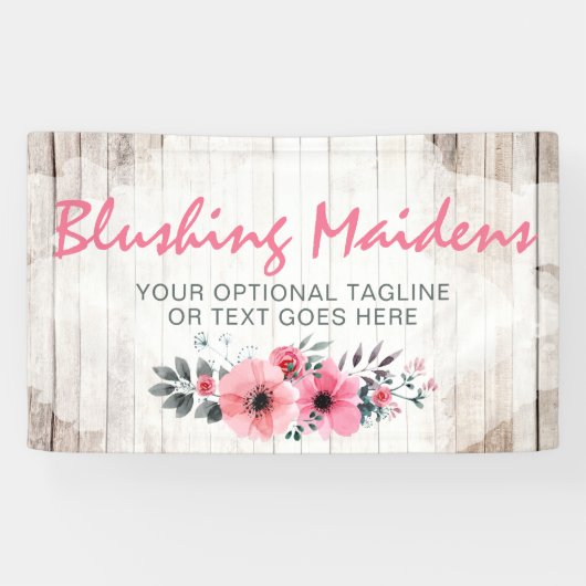 Banderoles Bois rustique Chic Roses Rose rose Anémone Floral (Horizontal)