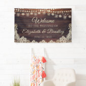 Banderoles Bois Rustique Éclairage Jarres Mariage de dentelle (En situation)