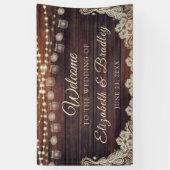 Banderoles Bois Rustique Éclairage Jarres Mariage de dentelle (Vertical)