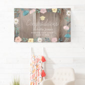 Banderoles Bois rustique Floral Garden Graduation (En situation)