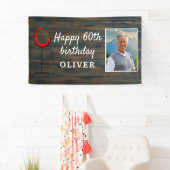 Banderoles Bois rustique Vin rouge 60e anniversaire Fond phot (En situation)