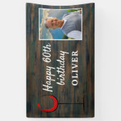 Banderoles Bois rustique Vin rouge 60e anniversaire Fond phot (Vertical)