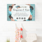 Banderoles Bois turquoise rustique et flèches en plumes Chic  (En situation)