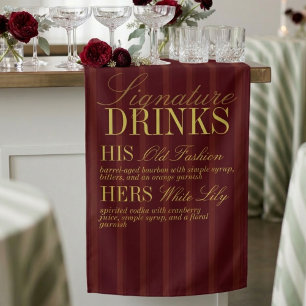 Banderoles Boissons de signature de mariage de rayure de Bour