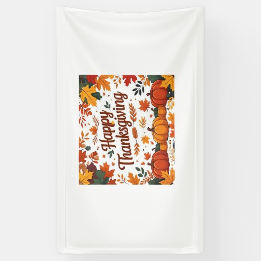 Banderoles Bon thanksgiving - Citrouilles d'automne et feuill (Vertical)