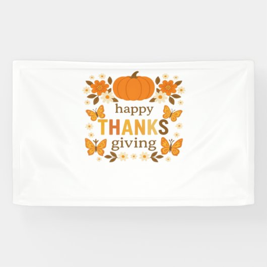 Banderoles Bon thanksgiving Floral Citrouille classique T-shi (Horizontal)