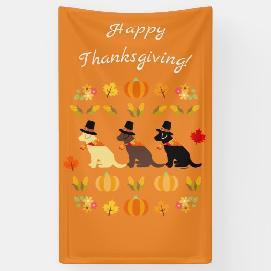 Banderoles Bon thanksgiving Labrador Silhouette Orange (Vertical)