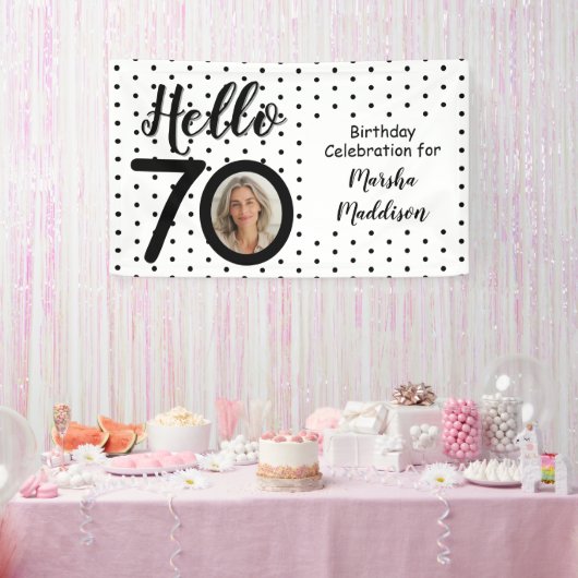 Banderoles Bonjour 70 Photo Points Noir & Blanc Anniversaire (Fête)