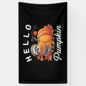 Banderoles Bonjour Citrouille - Jolie Automne Sloth Feuilles (Vertical)