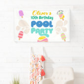 Banderoles Bonjour été ! Invitation de la partie de pool (En situation)