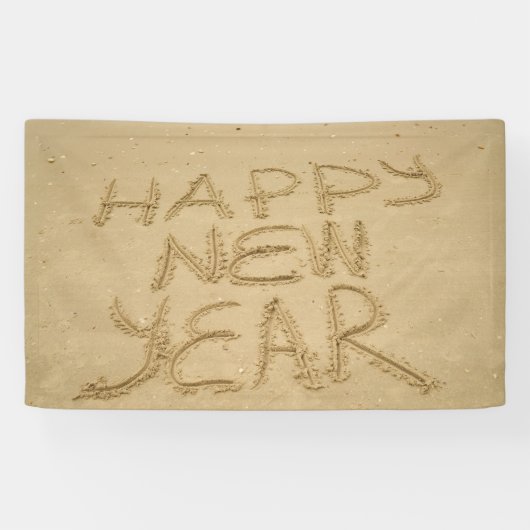 Banderoles Bonne année dans le sable (Horizontal)