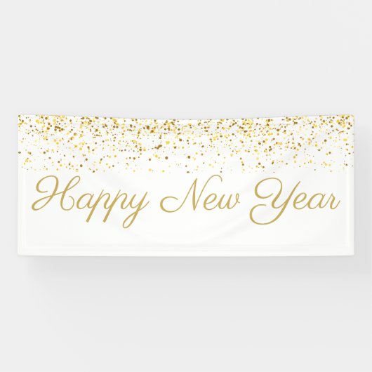 Banderoles Bonne année Gold Confetti (Horizontal)