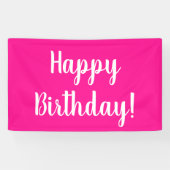 Banderoles Bonne Anniversaire Hot rose White Typographie (Horizontal)