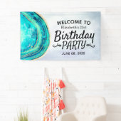 Banderoles Bonne fête d'anniversaire Turquoise Gold Agate Géo (En situation)