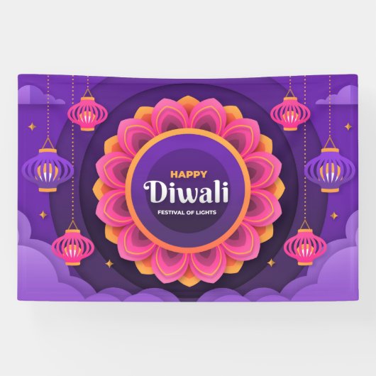 Banderoles Bonne fête des lumières de Diwali (Horizontal)