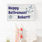 Banderoles Bonne retraite avec ancre nautique (En situation)