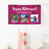 Banderoles Bonne retraite Fuchsia rose multiples photos (En situation)