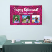 Banderoles Bonne retraite Fuchsia rose multiples photos (Salon professionnel)