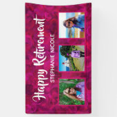 Banderoles Bonne retraite Fuchsia rose multiples photos (Vertical)