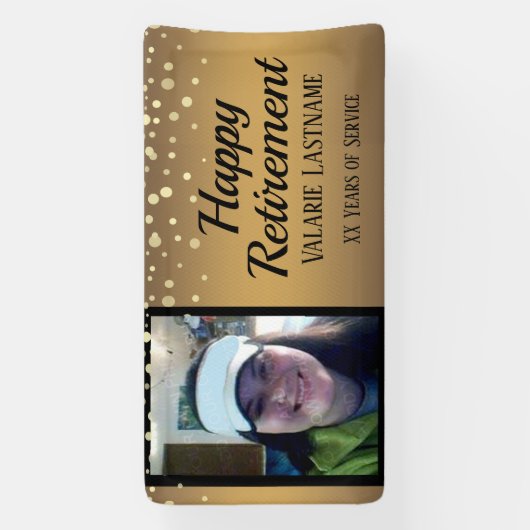 Banderoles Bonne retraite Gold Confetti Budget Une photo (Verticale)