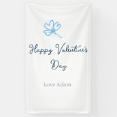Banderoles Bonne Saint-Valentin bleue fleur nom rustique joye (Vertical)