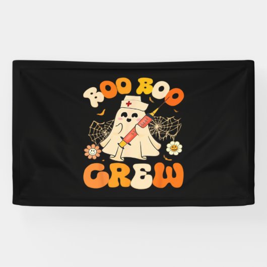 Banderoles Boo Boo Crew Drôle Fantôme Pour Infirmière, Rétro (Horizontal)
