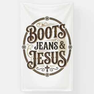 Banderoles Boots Jeans & Jésus Foi Occidentale Vintage