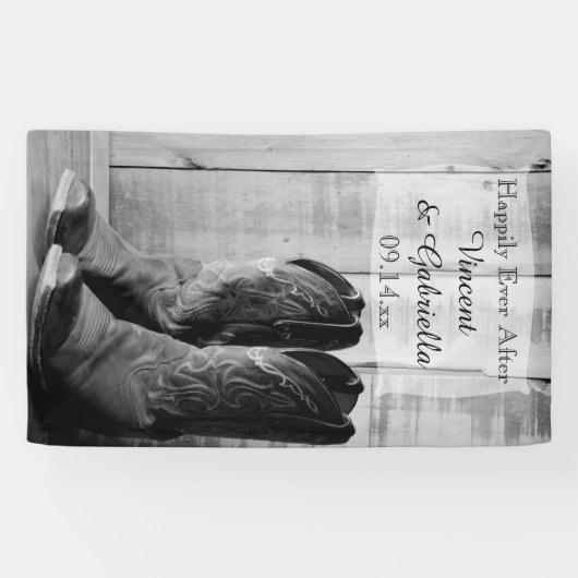 Banderoles Boots rustiques Cowboy Pays Mariage occidental (Horizontal)