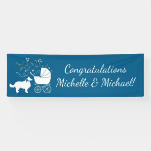 Banderoles Border Collie Dog Baby Shower Puppy Blue Boy