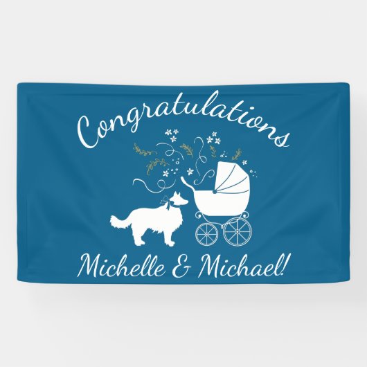 Banderoles Bordure Collie Chien Baby shower Chien Chien Chiot (Horizontal)