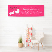 Banderoles Bordure Collie Chien Baby shower Chien Chiot Rose  (En situation)