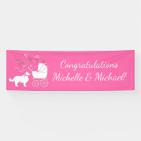 Bordure Collie Chien Baby shower Chien Chiot Rose 