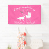 Banderoles Bordure Collie Chien Baby shower Chien Chiot Rose  (En situation)