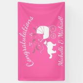 Banderoles Bordure Collie Chien Baby shower Chien Chiot Rose  (Vertical)