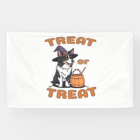 Banderoles Bordure Collie Halloween Costume de chien "Treat o (Horizontal)