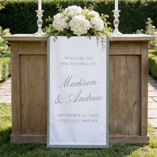 Banderoles Bordure de mariage de bienvenue Vert Sauge Moderne
