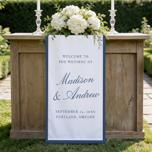Banderoles Bordure de mariage Navy Moderne de Bienvenue