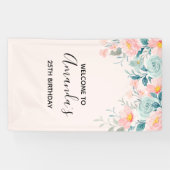 Banderoles Bordure florale rose et verte (Horizontal)