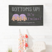Banderoles Bottoms Up Twins Baby Shower Personalized Banner (En situation)