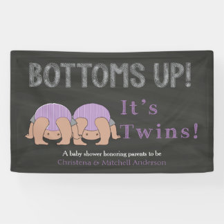 Banderoles Bottoms Up Twins Baby Shower Personalized Banner