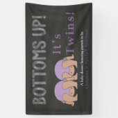Banderoles Bottoms Up Twins Baby Shower Personalized Banner (Vertical)