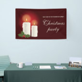 Banderoles Bougies blanches de Noël sur le rouge- fête de Noë (Salon professionnel)