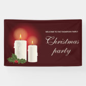 Banderoles Bougies blanches de Noël sur le rouge- fête de Noë (Horizontal)