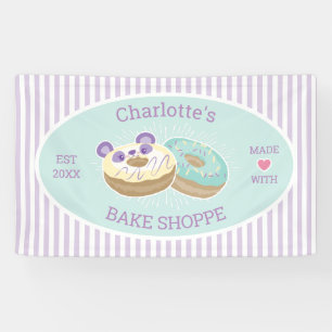 Banderoles Boulangerie de magasin de Donut violet et vert