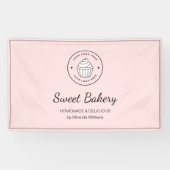 Banderoles Boulangerie Moderne Logo Personnalisé Rose (Horizontal)