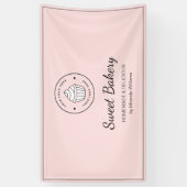 Banderoles Boulangerie Moderne Logo Personnalisé Rose (Vertical)